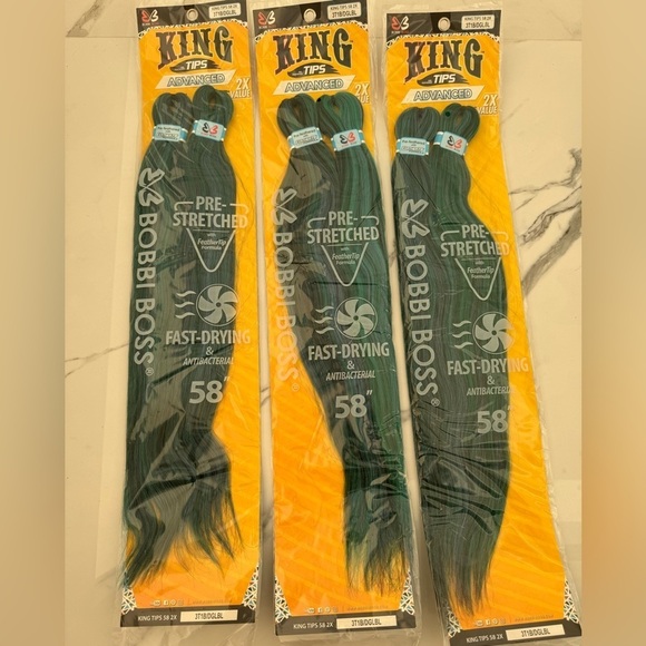 Bobbi Boss King 2X Value Pre-Streched  feathered tip 58” in Blue Green - Picture 1 of 4
